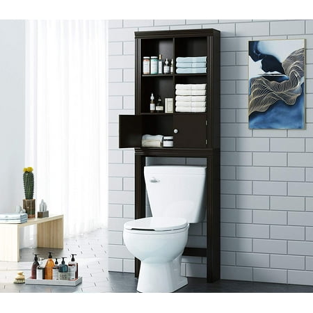 UPC: 0788601002233 | Spirich Home Bathroom Shelf Over The Toilet  Bathroom Cabinet Organizer Over Toilet  2 Shelves Space Saver and Cabinet Storage (Espresso)