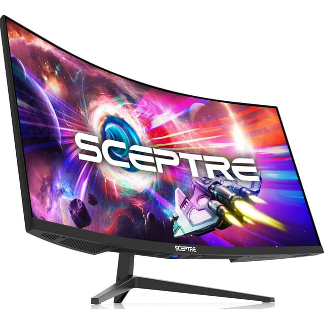 Sceptre Monitor WQHD Curvo Ultra Ancho de 34 Pulgadas 3440 x 1440 R1500 hasta 165Hz DisplayPort x2 99% sRGB 1ms Imagen por Imagen, Máquina Negra 2023 (C345B-QUT168)
