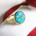 thumbnail image 2 of 18k Gold Plated Turquoise Ring, Natural Copper Turquoise Jewelry, Statement Ring, Handmade Gift for Women, 2 of 2