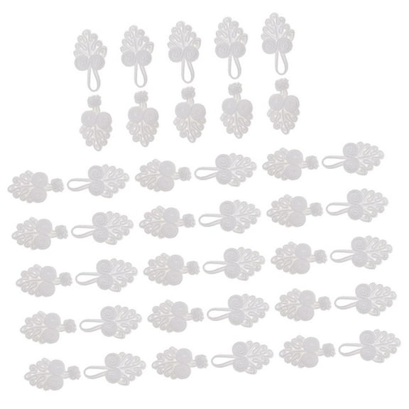 20 Sets Traditional Beaded Chinese Knots Frog Buttons Closures for Sewing on Cheongsam Tang Suit White