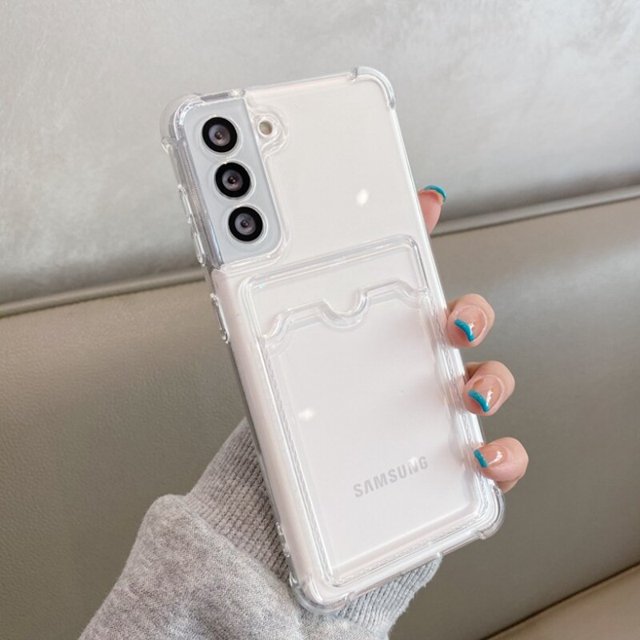 Funda transparente con tarjetero para Samsung Galaxy S20 FE S23 Ultra S22 S21 Plus Note 20 Ultra A12 A34 A52 A32 A14 A54 A53 5G