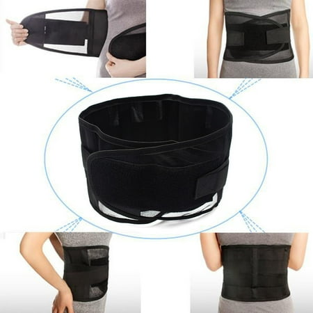 - Unisex Adjustable Black Double Pull Breathable Lumbar Lower Back Pain Support Belt Brace Protector Compression Strap