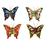 Cactus Canyon Ceramics Spanish 4-Piece Small Butterfly Wall Hangers Set, Tropical Colors