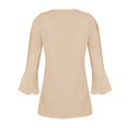thumbnail image 3 of Womens Collared V Neck 3/4 Sleeve Shirts Solid Color Casual Tops Loose Blouses (S-3XL), 3 of 4