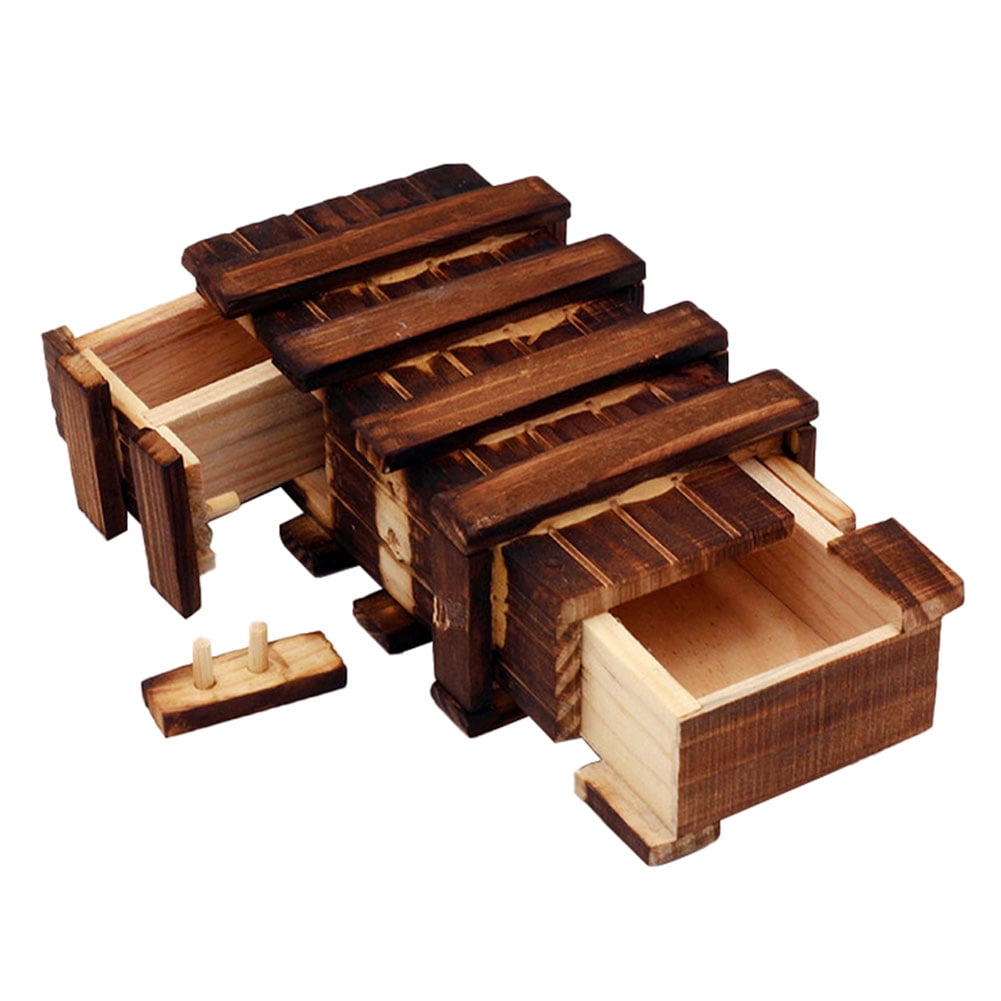Details about   Magic Compartment Wooden Puzzle Box With Secret Drawer Brain Teaser Kids Gift.AU 