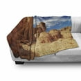 thumbnail image 3 of Desert Soft Flannel Fleece Throw Blanket, Bizarre Sandstone Cliffs in Sahara Desert Tassili N'Ajjer Algeria, Cozy Plush for Indoor and Outdoor Use, 60" x 80", Navy Blue Mustard Orange, by Ambesonne, 3 of 6