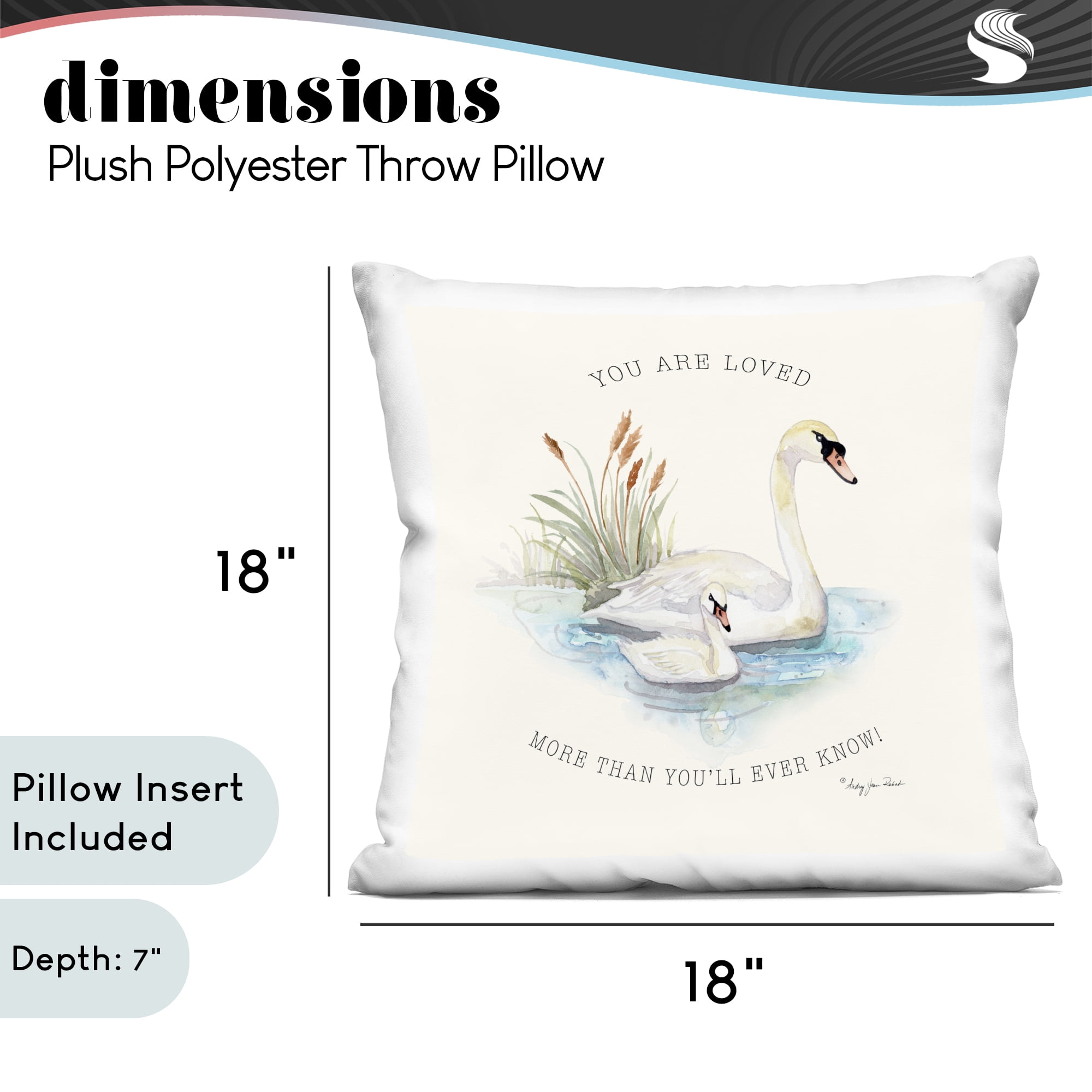 Stupell Industries More Than You Know Swans Decorative Printed Throw Pillow, design by Audrey Jeanne Roberts