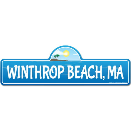 Winthrop, MA Massachusetts Beach Street Sign | Indoor/Outdoor | Surfer, Ocean Lover, Décor For Beach House, Garages, Living Rooms, Bedroom | Signmission Personalized