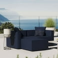 thumbnail image 2 of Lounge Loveseat Chaise Sofa, Fabric, Blue Navy, Modern Contemporary Urban Design, Outdoor Patio Balcony Cafe Bistro Garden Furniture Hotel Hospitality, 2 of 9