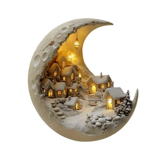 Acrylic Lunar Light Snow House Desktop Decoration Ornament Moon Lamp Night Light For Home Office Desk Decor Gift Idea Artistic Glow Display