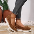 thumbnail image 6 of HomeDM Womens Wedge Sandals Espadrilles Flatform Closed Pointy Toe Slip-On Comfortable Casual Summer Wedges Shoes, Brown Size 7.5, 6 of 9