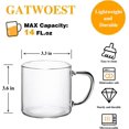 thumbnail image 2 of Juego de 4 tazas de café de vidrio grandes de 14 onzas con asas antiescaldadas, tazas transparentes ligeras y duraderas para café con capuchino americano, té, leche, jugo de café expreso, 2 of 17