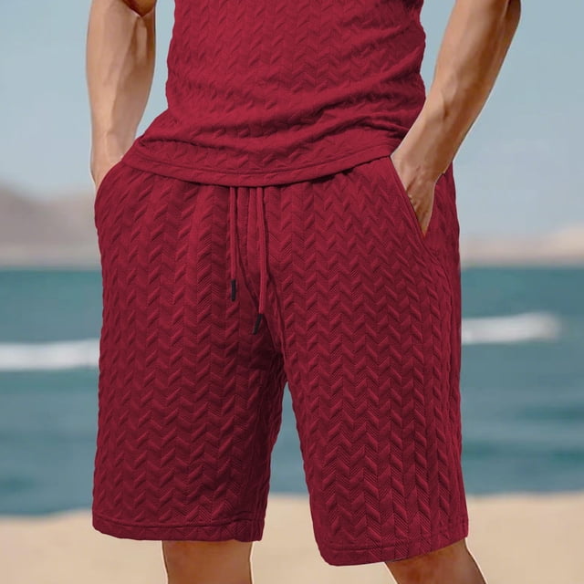 pstuiky Pantalones cortos para hombre, Pantalones cortos casuales de color liso para hombre, con bolsillos y cintura con cordones Pantalones cortos de golf