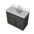 thumbnail image 2 of Abbey 36 in W Black Oak Single Vanity, White Quartz Top and Faucet Set, 2 of 6