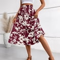 thumbnail image 7 of Women’s High Waist Floral Print Maxi Skirt with Elastic Waistband and A Line Tiered Flowing Silhouette for Casual Wear Wine M, 7 of 7