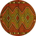 thumbnail image 1 of Ahgly Company Indoor Round Oriental Yellow Traditional Area Rugs, 5' Round, 1 of 4