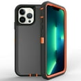 thumbnail image 2 of For Apple iPhone 13 Pro Max 6.7 inch Heavy Duty Defender Armor Hybrid Case Cover With Clip Black/Orange, 2 of 3