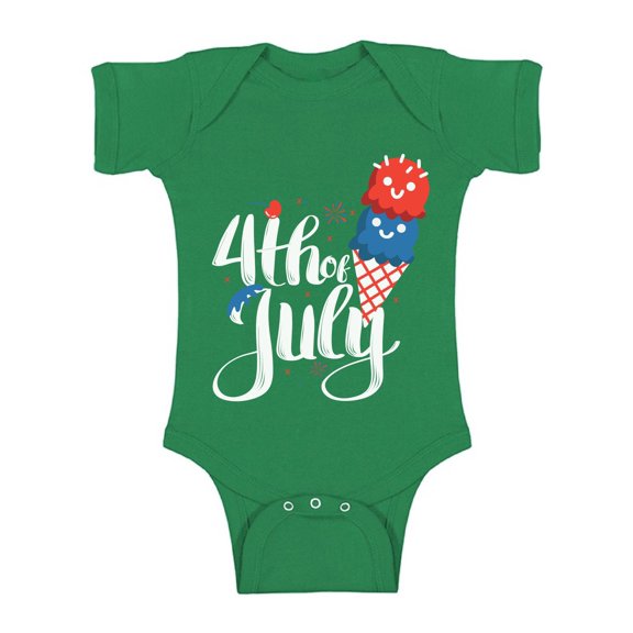 Awkward Styles Ice Cream One Piece Ice Cream Bodysuit Memorial Day Independence Day Clothing Patriotic Bodysuit Cute Baby Items for 4th of July One Piece Fourth of July Baby Bodysuit Short Sleeve