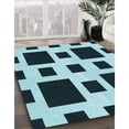 thumbnail image 3 of Ahgly Company Machine Washable Indoor Rectangle Transitional Blue Lagoon Blue Area Rugs, 2' x 5', 3 of 7