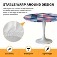 thumbnail image 6 of Abstract Check Texture Elastic Fitted Round Table Cover Pink Blue Waterproof Outdoor Tablecloth for Holiday Party, Picnic, Patio & Dining Fits Tables Up to 45"-54", 6 of 8