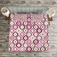 thumbnail image 3 of Ambesonne Geometric Quilted Bedspread Set 3 Pcs, Doodle Style Leaf, Queen Size, Purple Pink Olive Green, 3 of 3