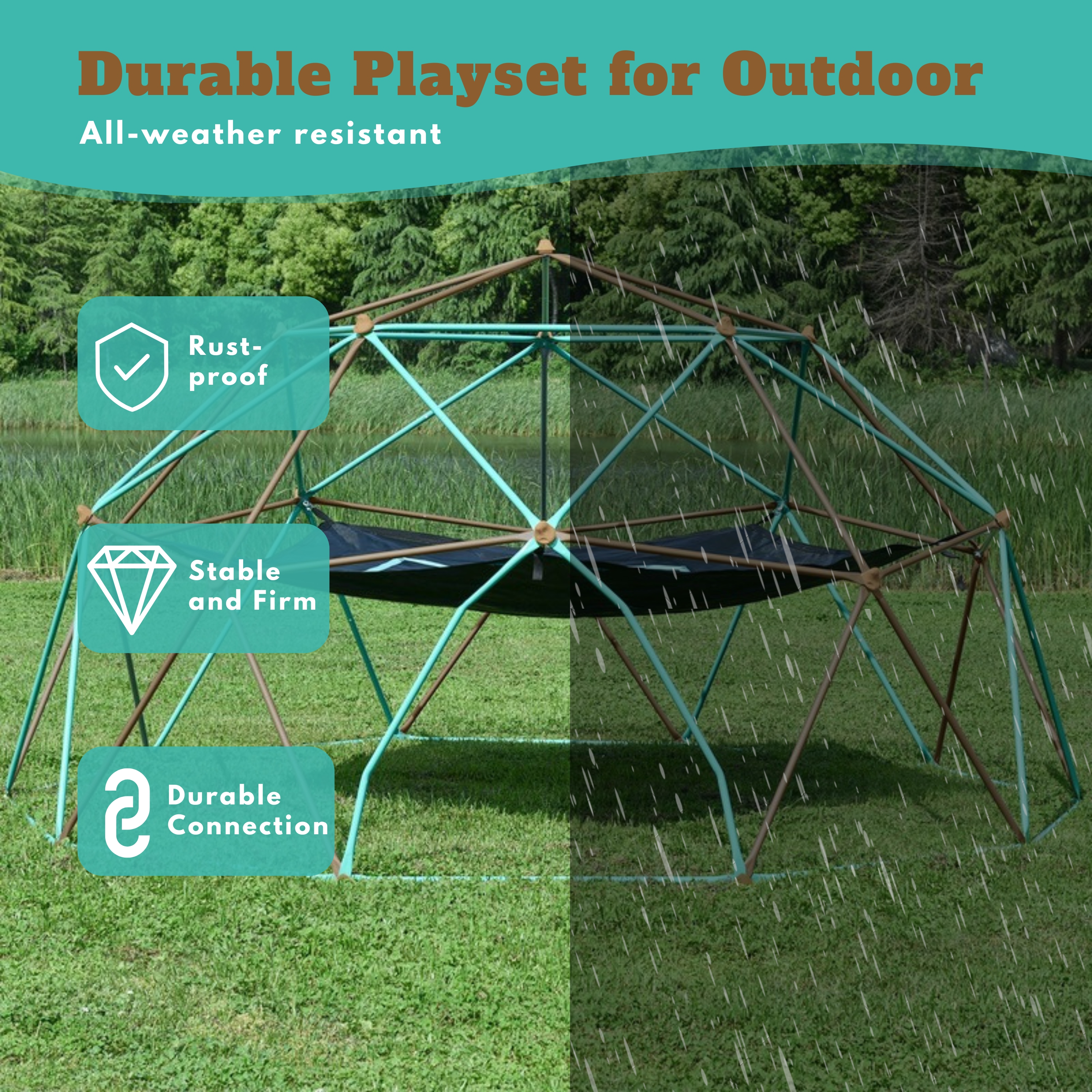 EUROCO 12FT Climbing Dome, Kids Jungle Gym Dome Climber, Outdoor Playground Climber Toddler Playset