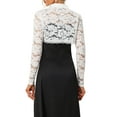 thumbnail image 3 of INSPIRE CHIC Women's Lace Cropped Shrugs Stand Collar Elegant Crochet Sheer Bolero XL White, 3 of 5