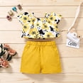 thumbnail image 2 of Mercatoo Baby Outfit Green Outfits Shorts Sleeve Baby Floral Toddler Girls Tops Printed Fly Girls Outfits&Set, 2 of 8