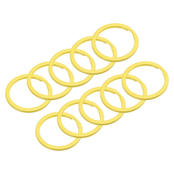 Uxcell 2.1x30mm Split Keychain Rings Flat Key Holder for Organization Yellow, 48Pack
