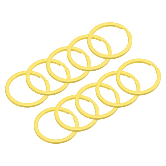 Dividido Llavero Anillos, 30mm/1,2 Pulgadas Redondo Plano Llavero Soporte para Llaves Organización, Decoración, Carbono Acero, Amarillo, 24uds
