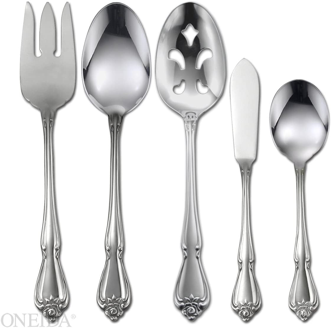 Oneida True Rose 5 Piece Everyday Flatware Serving Set