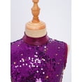 thumbnail image 5 of Zaldita  Kids Girls Sequin Sleeveless Mock Neck Liturgical Worship Praise Dance Overlay Dress Tunic Lyrical Dancewear Purple 14, 5 of 7