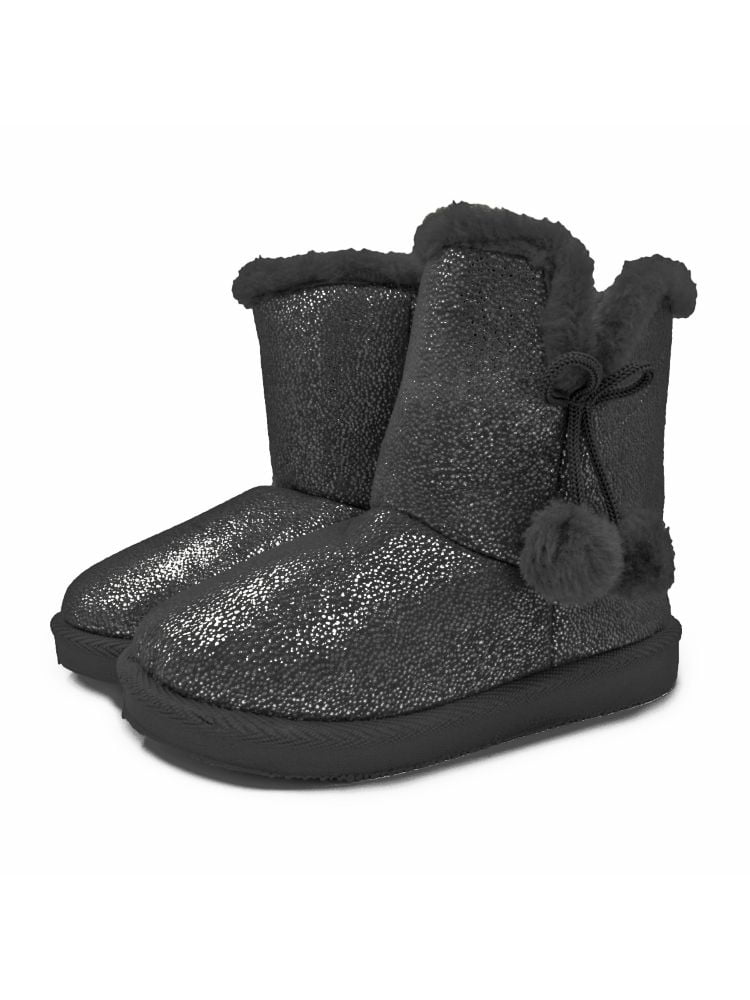 FASHION GIRLS SNOW BOOTS SPARKLE SLIPPERS SHOES FUR LINED PARTY GLITTER SIZE