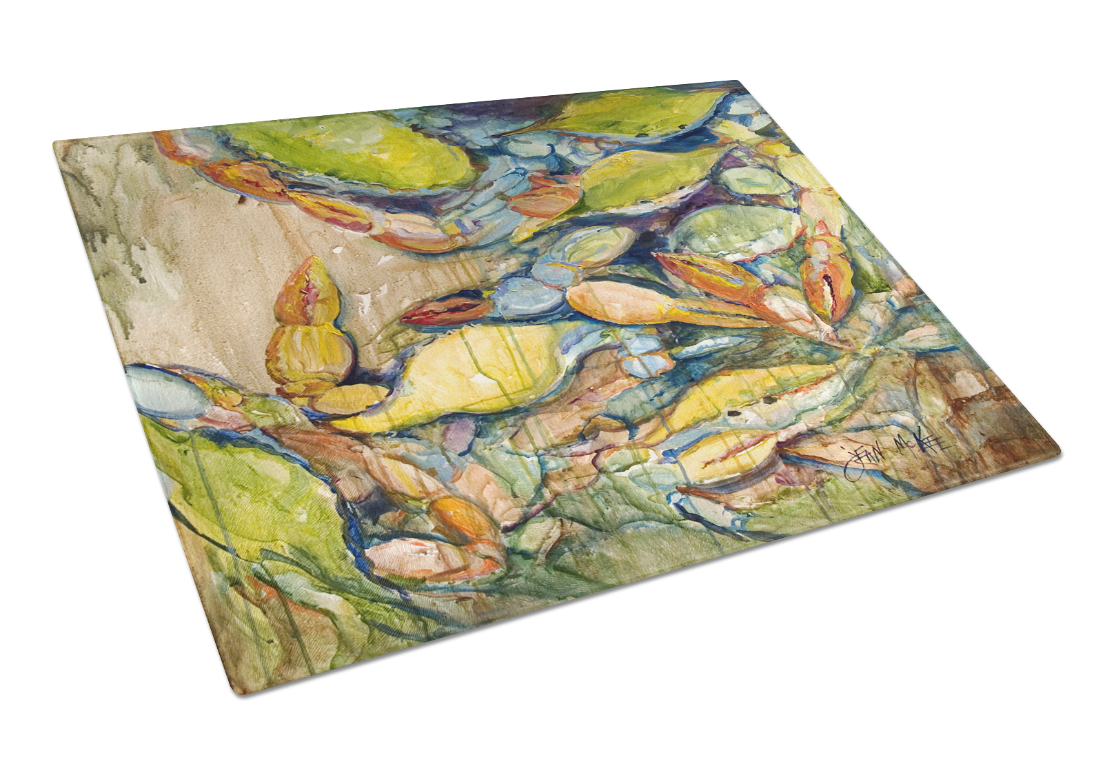 Caroline's Treasures Jubilee Blue Crab Glass Cutting Board Large