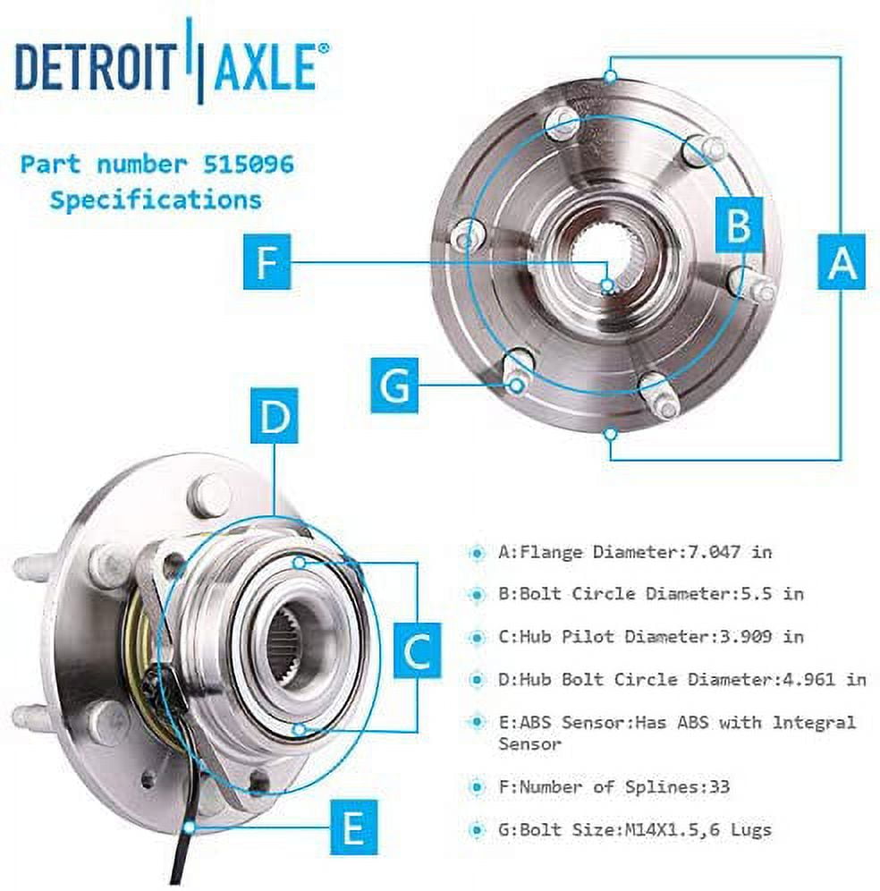 Detroit Axle - 4WD Front Wheel Hub Bearings w/Nuts Replacement for Chevy Suburban Tahoe Silverado GMC Yukon Sierra 1500 Cadillac Escalade Fits select: 2011 ,2013 CHEVROLET SILVERADO K1500 LT