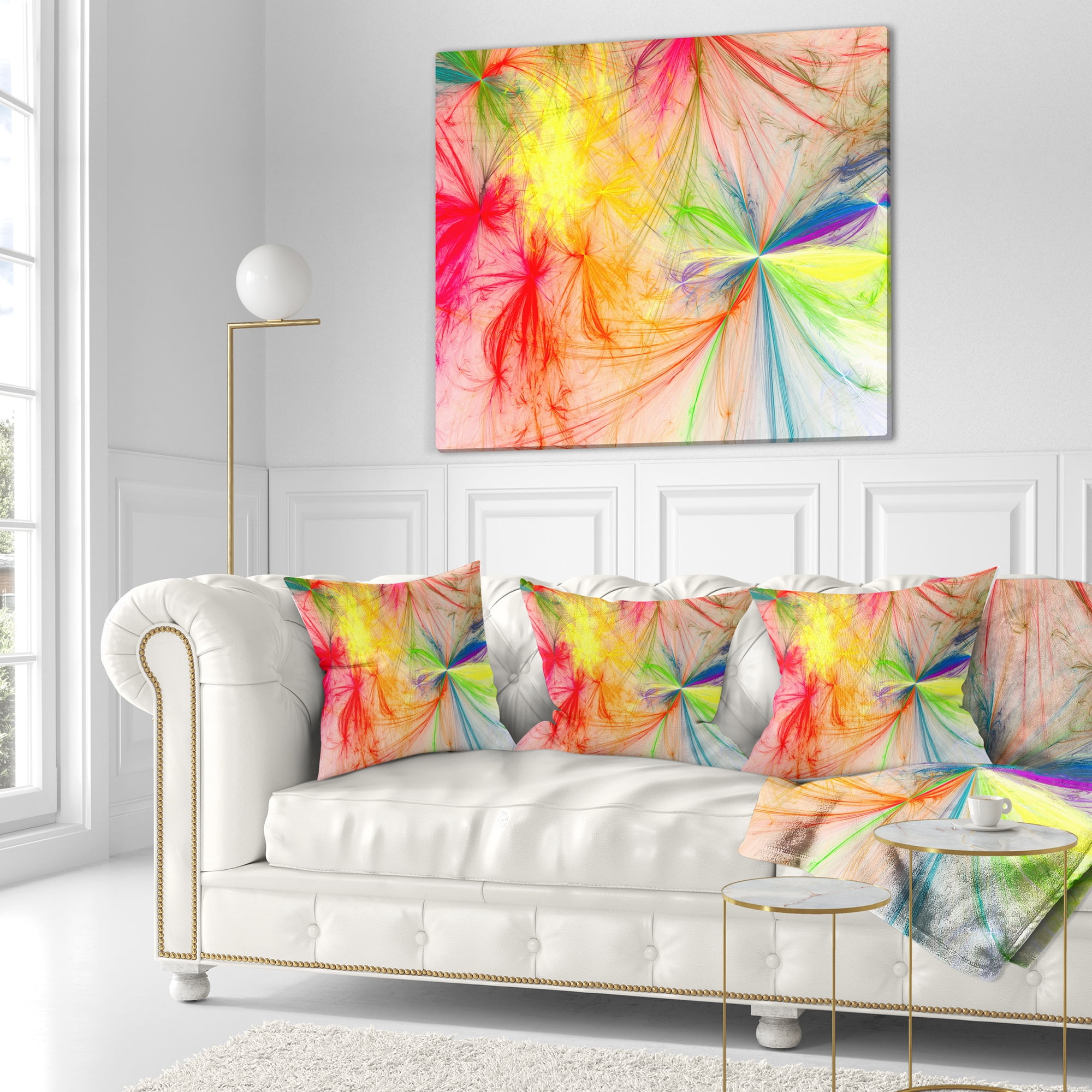 Designart Christmas Fireworks Colorful - Abstract Throw Pillow - 16x16