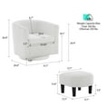 thumbnail image 6 of Tappio Swivel Accent Chair with Ottoman, 360 Swivel Velvet Barrel Chair Modern Armchair Sofa, Upholstered Reading Chair with Footrest for Living Room Bedroom Study Room, White, 6 of 8