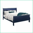thumbnail image 2 of Bedroom Furniture Set Full 5-Piece Sleigh Style with LED Headboard Blue | Solid Wood+MDF | Sleigh Beds, 2 of 7