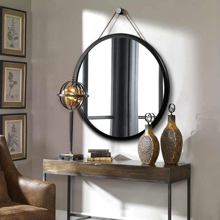 MIRUO Round Mirror 32 inch Circle Mirrors for Wall Mounted Black Mirror  Round Bathroom Mirror for Wall Circle Mirrors Wall Decor Vintage Mirror  Round