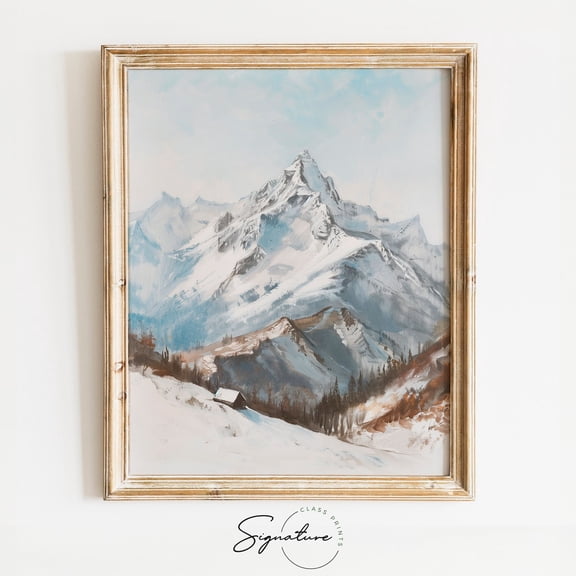 Mountain Peak Wall Art, Alpine Landscape Winter Snow Scene, Nature Wall Art, Rustic Cabin Decor, Wilderness Scene, 316 Unframed Paper Print