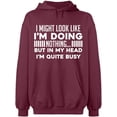 thumbnail image 2 of OXI Hoodie Sweatshirt - Look Like I'm Doing Nothing, Basic Casual Hoodie for Men's and Women Fleece Hoodie Long Sleeve - Maroon 2X-Large, 2 of 3