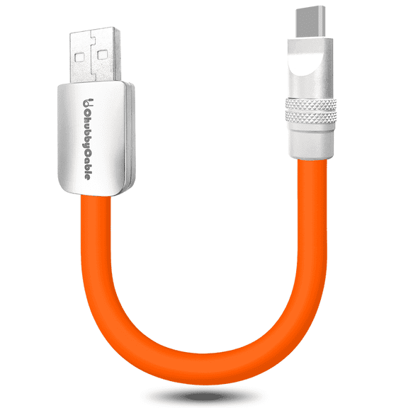 Chubby Cable Cute Chubby Power Bank Friendly Charger Short Type C Fast Charging Cord Ultra-Thick Silicone USB A to USB C Cable, Orange, 10inch