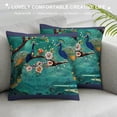 thumbnail image 3 of Orinice Peacocks Flowers Graphic Decorative Throw Pillow Cover for Home Couch Living Room Bed Sofa Spring Square 1PC 20x20in, 3 of 5