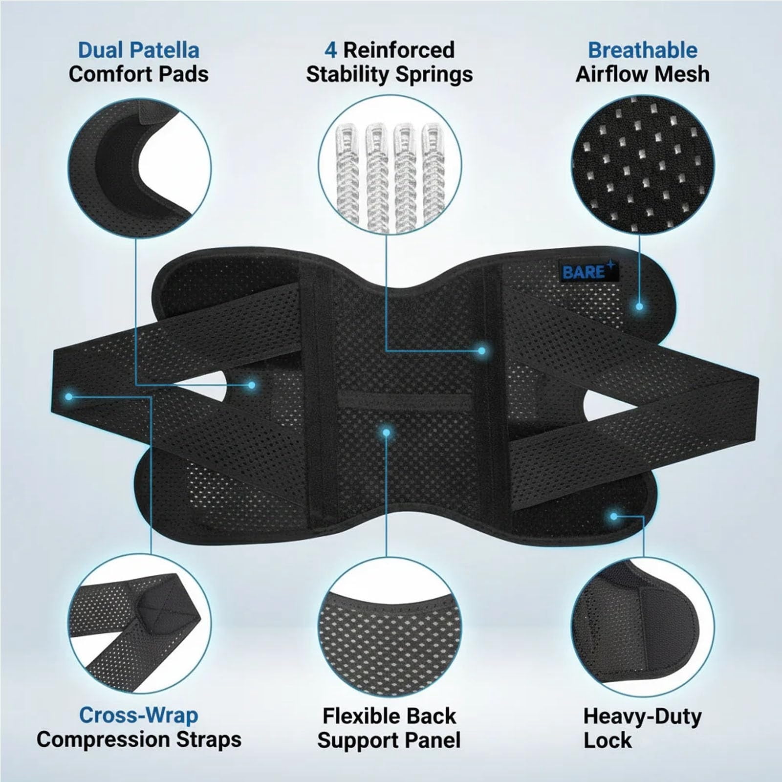 Meniscus Brace – Knee Brace,Knee Support for Pain Relief, Stabilization & Compression for Meniscus Tear,L