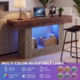 thumbnail image 6 of 55” Entryway Table with Charging Station & LED Light, Narrow Sofa Table for Hallway Living Room, Modern Farmhouse Console Table with Storage Shelf, Brown and Gray, 6 of 7