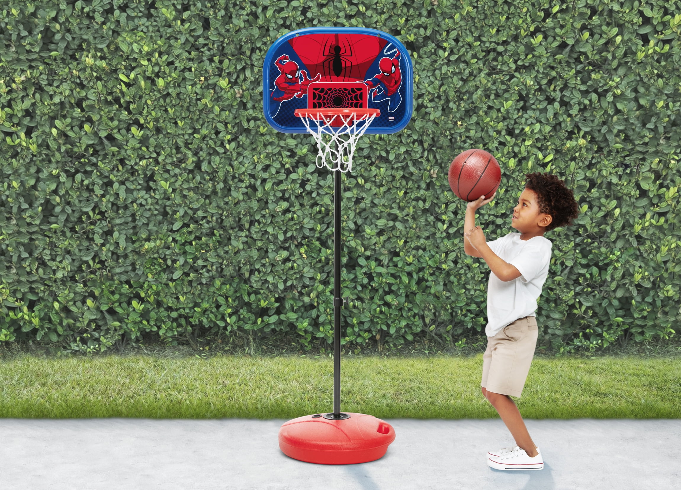 Marvel Spider-Man Basketball Hoop Set by Delta Children - Includes Hoop, Ball and Pump, Red