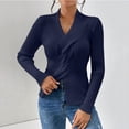 thumbnail image 5 of Women's Criss Cross Front Sweater Wrap V-Neck Ribbed Knit Pullover (Dark Blue, L), 5 of 5