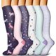 thumbnail image 1 of 6 pares de calcetines de compresión de secado rápido para ciclismo, senderismo y esquí. Calcetines deportivos de esquí hasta la rodilla con múltiples patrones., 1 of 5