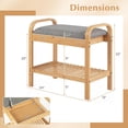 thumbnail image 3 of Small Entryway Bench with Storage, 2-Tier Bamboo Shoe Rack Bench with Flip Top Storage Space and Padded Cushion, Shoe Organizer for Entryway, Living Room, Hallway, Bedroom,, 3 of 9