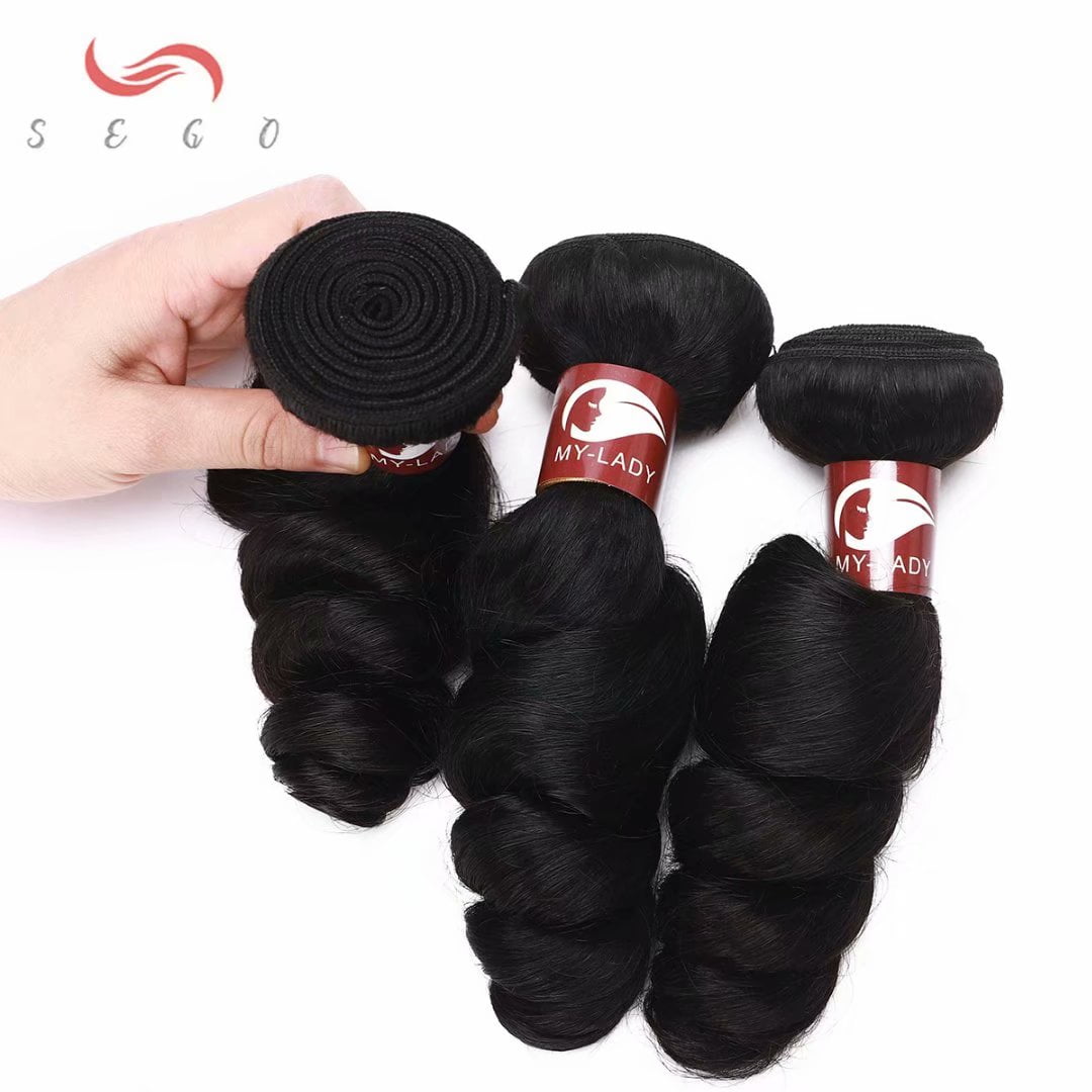 SEGO Brazilian Virgin Human Hair Bundles 100% Unprocessed Human Hair Deep Wave/Curly/Straight/Kinky Curly Hair Extensions Natural Black